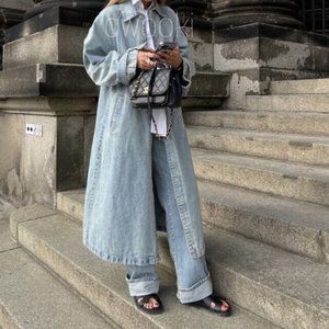 Zara Blue Denim Trench Coat